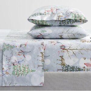 Pottery Barn Snow Day Gnome QUEEN sheet set